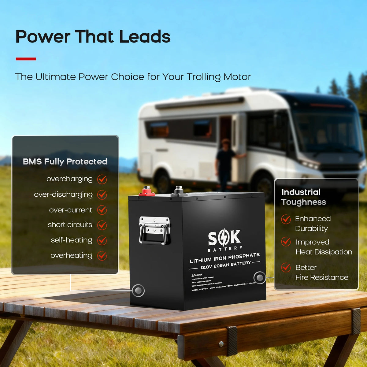 SOK 12V 206Ah LiFePO4 Batterie Funktionsübersicht