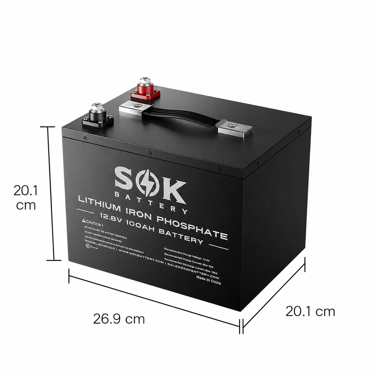 SOK 12V 100Ah LiFePO4 Batterie Abmessungen
