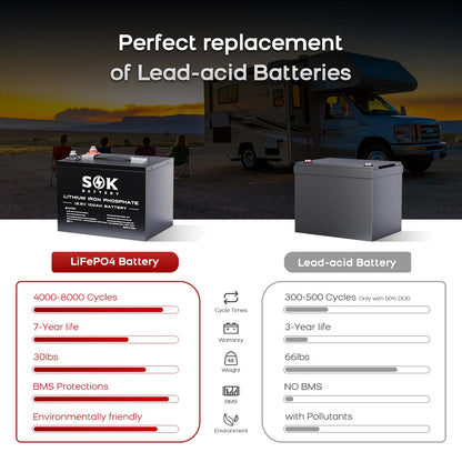 SOK SK12V100H 12V 100Ah LiFePO4 Batterie | Bluetooth & Heizung