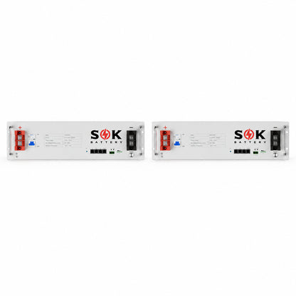 Twee SOK 48V 100Ah rack LiFePO4-accu’s