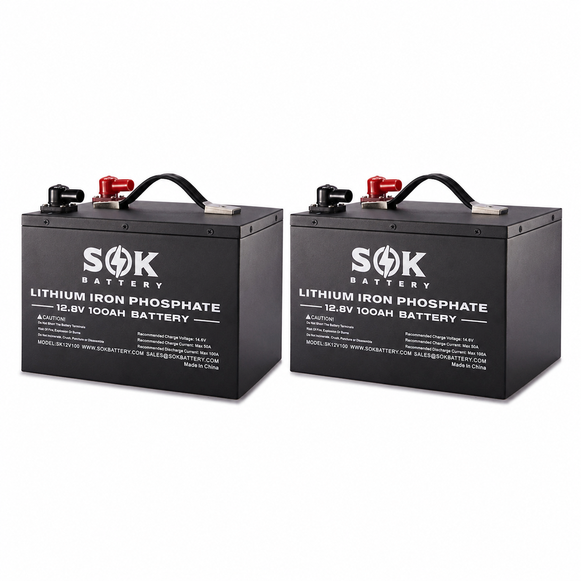 Zwei SOK 12V 100Ah LiFePO4-Batterien