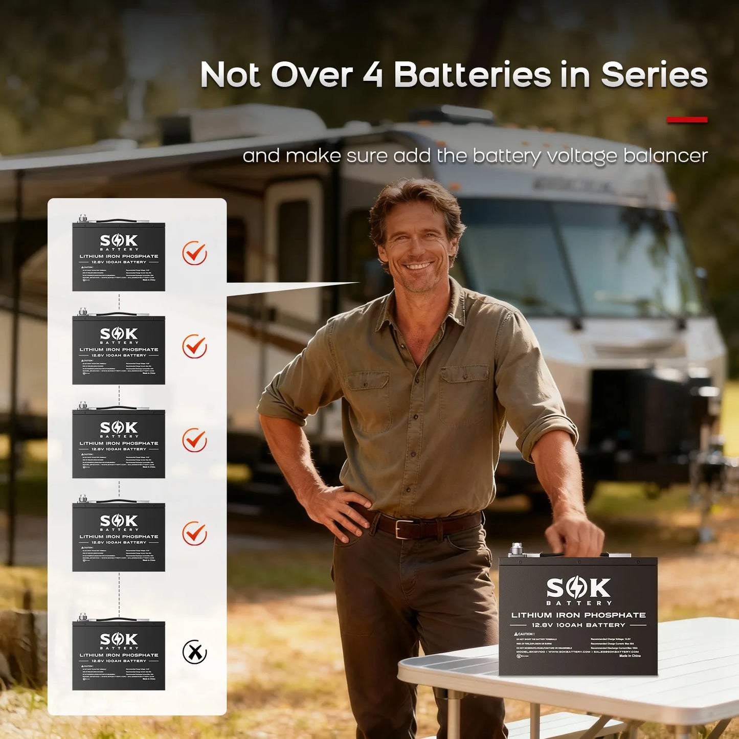SOK SK12V100H 12V 100Ah LiFePO4 Batterie | Bluetooth & Heizung