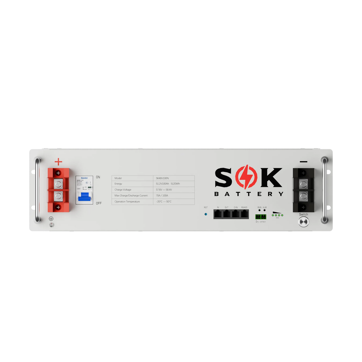 SOK 48V 100Ah rack LiFePO4 battery front view