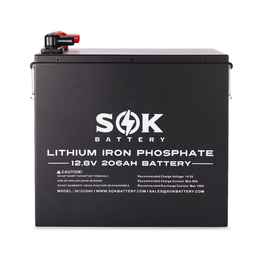 SOK 12V 206Ah LiFePO4 battery front view