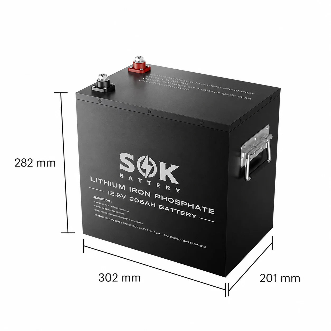 SOK 12V 206Ah LiFePO4 Batterie Abmessungen
