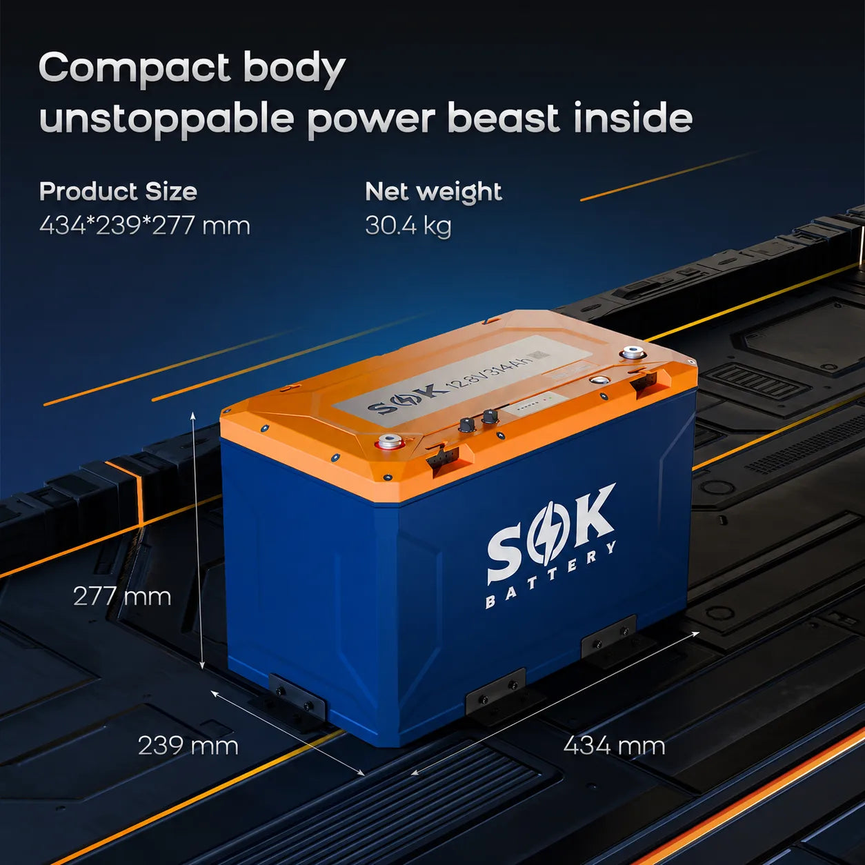 SOK 12V 314Ah LiFePO4 Batterie Abmessungen