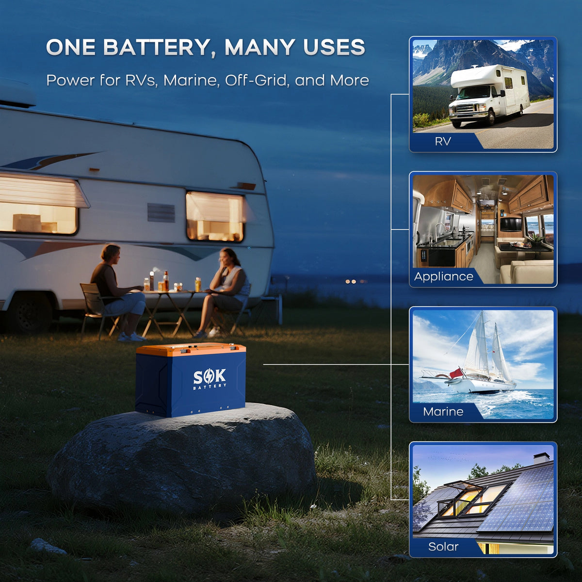SOK 24V 150Ah LiFePO4 accu voor camper, boot en off-grid systemen